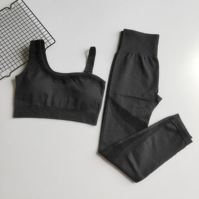 Yoga Pants Women Seamless Fitness Clothing Sportswear Woman Gym Leggings Padded Push-up Strappy Sports Bra Sports Set Tracksuit