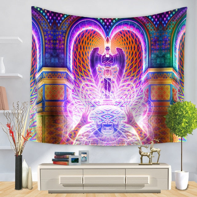 Cartoon Watercolor Painting Cloth Psychedelic Tapestry Wall Hanging Polyester Thin Couch Blanket Art Wall Carpets Yoga Shawl Mat
