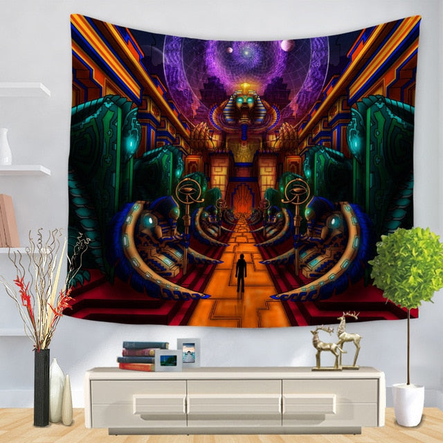 Cartoon Watercolor Painting Cloth Psychedelic Tapestry Wall Hanging Polyester Thin Couch Blanket Art Wall Carpets Yoga Shawl Mat