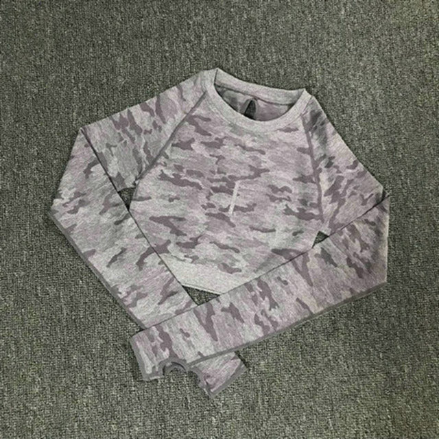 SALSPOR Camo Seamless Yoga Set Women Shark Fitness Clothing Camo Leggings + High Impact Sport Bra 2 Pcs Gym Sportswear Tracksuit