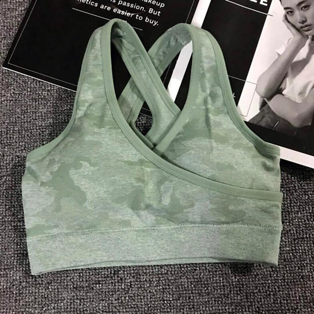 SALSPOR Camo Seamless Yoga Set Women Shark Fitness Clothing Camo Leggings + High Impact Sport Bra 2 Pcs Gym Sportswear Tracksuit