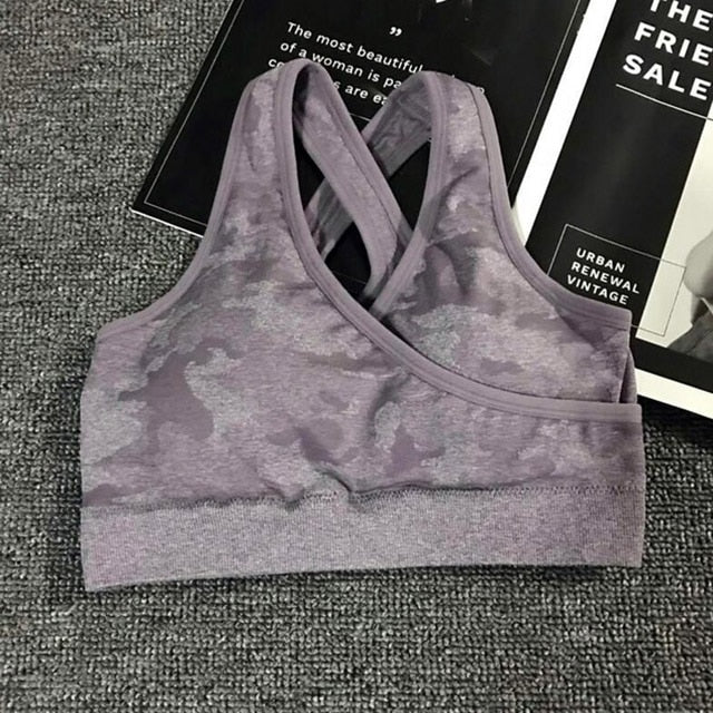 SALSPOR Camo Seamless Yoga Set Women Shark Fitness Clothing Camo Leggings + High Impact Sport Bra 2 Pcs Gym Sportswear Tracksuit
