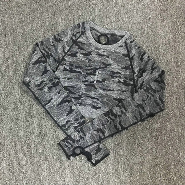 SALSPOR Camo Seamless Yoga Set Women Shark Fitness Clothing Camo Leggings + High Impact Sport Bra 2 Pcs Gym Sportswear Tracksuit
