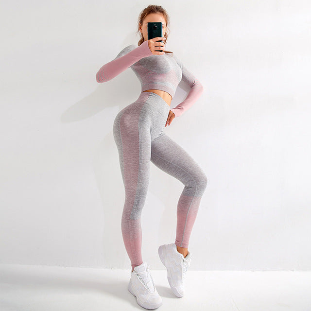 Seamless Yoga Leggings And Top bra Yoga Set Tracksuit For Women Workout Gym Clothing Sport Clothes Gym Sets Women's SportsWear
