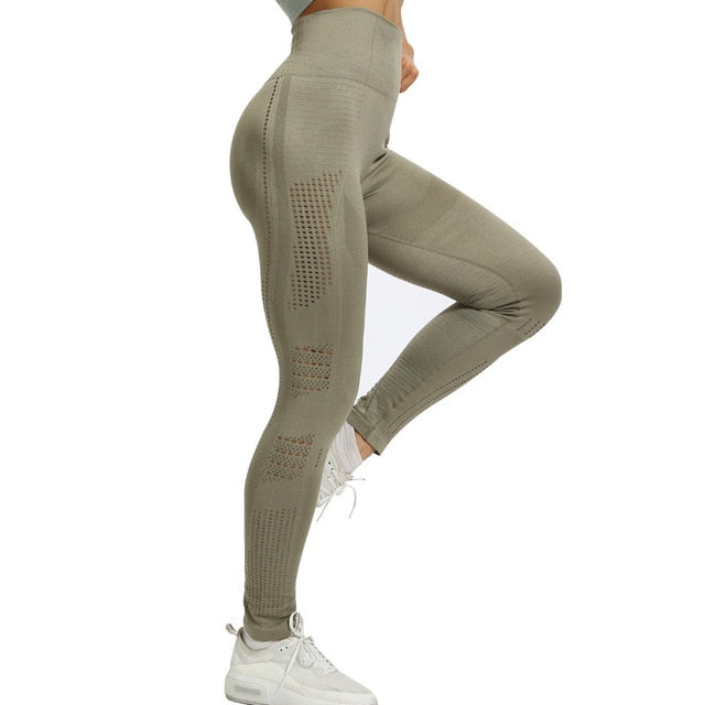 Women Seamless Yoga Sets Workout Clothes for Women Long Sleeve Crop Top + Mesh Leggings Running Sport Suit Gym Clothing 2 Pieces