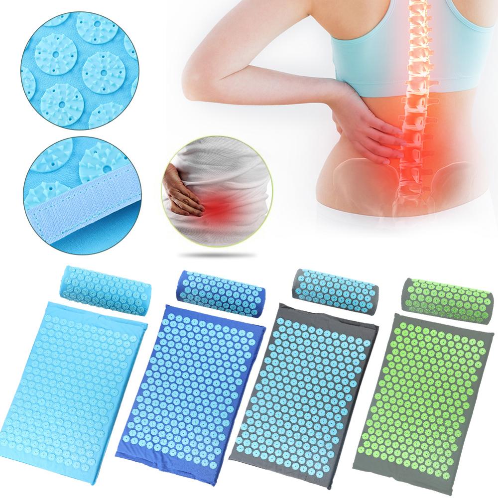 Acupressure Massager Mat Relaxation Relief Stress Tension Body Yoga Mat Relieve Body Stress Pain Spike Cushion Mat w Pillow&Bag