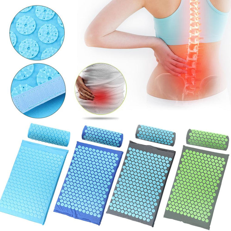Acupressure Massager Mat Relaxation Relief Stress Tension Body Yoga Mat Relieve Body Stress Pain Spike Cushion Mat w Pillow&Bag