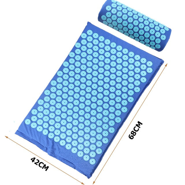 Acupressure Massager Mat Relaxation Relief Stress Tension Body Yoga Mat Relieve Body Stress Pain Spike Cushion Mat w Pillow&Bag