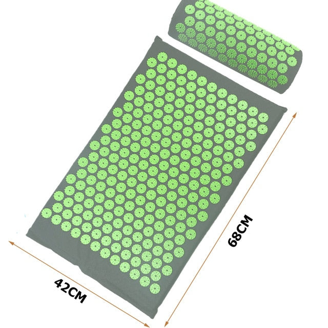 Acupressure Massager Mat Relaxation Relief Stress Tension Body Yoga Mat Relieve Body Stress Pain Spike Cushion Mat w Pillow&Bag