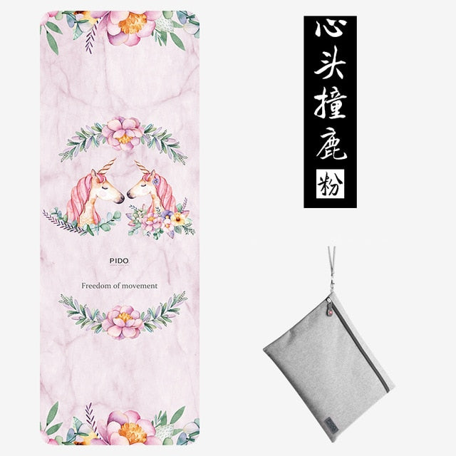 PIDO Natural Rubber Yoga Mat 185*68*0.15cm Printing  Anti-skid And Wide Portable Folding Yoga Mat Suede Thin Blanket