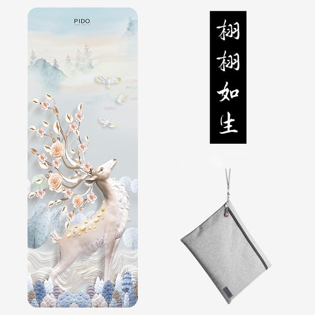 PIDO Natural Rubber Yoga Mat 185*68*0.15cm Printing  Anti-skid And Wide Portable Folding Yoga Mat Suede Thin Blanket