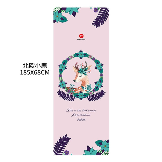 PIDO Natural Rubber Yoga Mat 185*68*0.15cm Printing  Anti-skid And Wide Portable Folding Yoga Mat Suede Thin Blanket