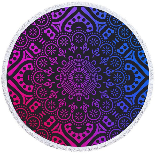 BeddingOutlet Chakra Beach Towel Tassel Toalla Mandala Tapestry Sunblock Round Cover-Up Bath Towel Lotus Bohemian Yoga Mat 150cm