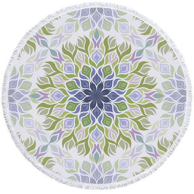 BeddingOutlet Chakra Beach Towel Tassel Toalla Mandala Tapestry Sunblock Round Cover-Up Bath Towel Lotus Bohemian Yoga Mat 150cm