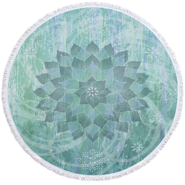 BeddingOutlet Chakra Beach Towel Tassel Toalla Mandala Tapestry Sunblock Round Cover-Up Bath Towel Lotus Bohemian Yoga Mat 150cm