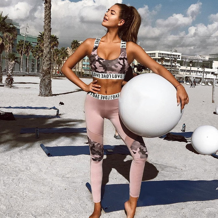 JINXIUSHIRT Women Printing Yoga Set Outdoor Fitness Clothing Tight Gym Slim Running Sports Bra +Pants Set Women Sport Suit
