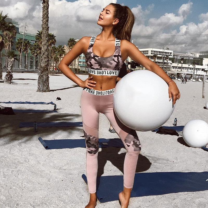 JINXIUSHIRT Women Printing Yoga Set Outdoor Fitness Clothing Tight Gym Slim Running Sports Bra +Pants Set Women Sport Suit