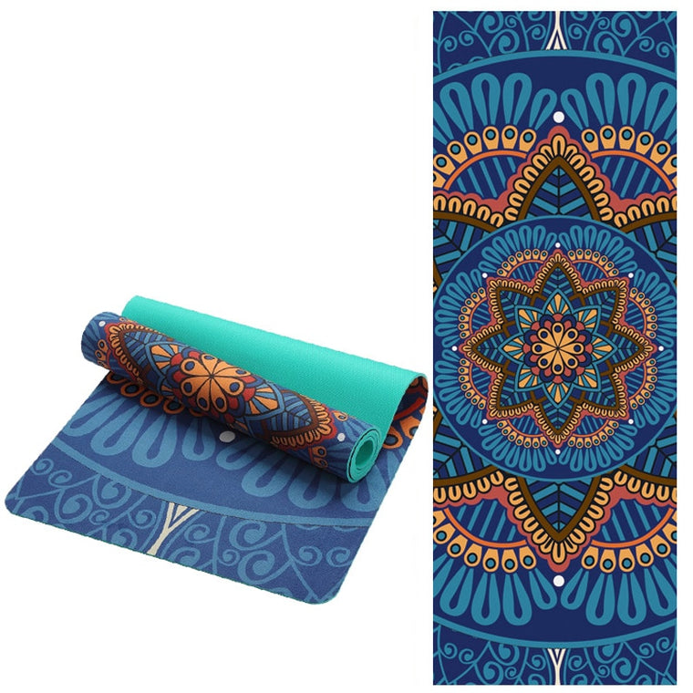 6 Mm Lotus Patroon Suède Tpe Yoga Mat Pad Non-Slip Afslanken Oefening Fitness Gymnastiek Mat Body Building Esterilla pilates