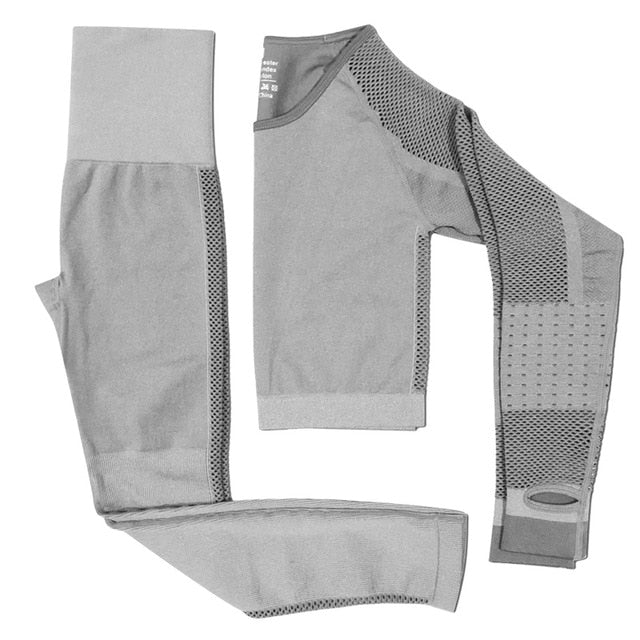 Women Yoga Crop Top Seamless Leggings Yoga Set Workout Yoga Pants Gym Set High Waist Legging Pants Sport Clothing Fitness Shirt