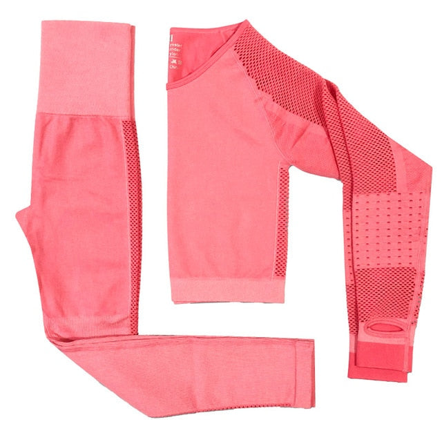 Women Yoga Crop Top Seamless Leggings Yoga Set Workout Yoga Pants Gym Set High Waist Legging Pants Sport Clothing Fitness Shirt