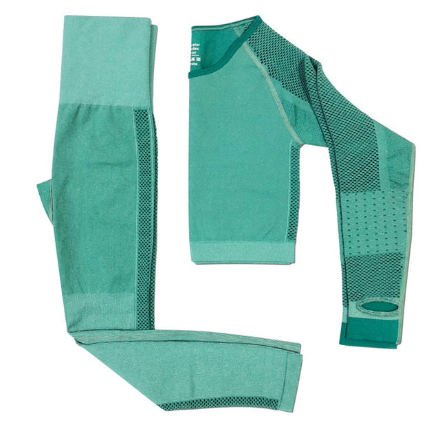 Women Yoga Crop Top Seamless Leggings Yoga Set Workout Yoga Pants Gym Set High Waist Legging Pants Sport Clothing Fitness Shirt