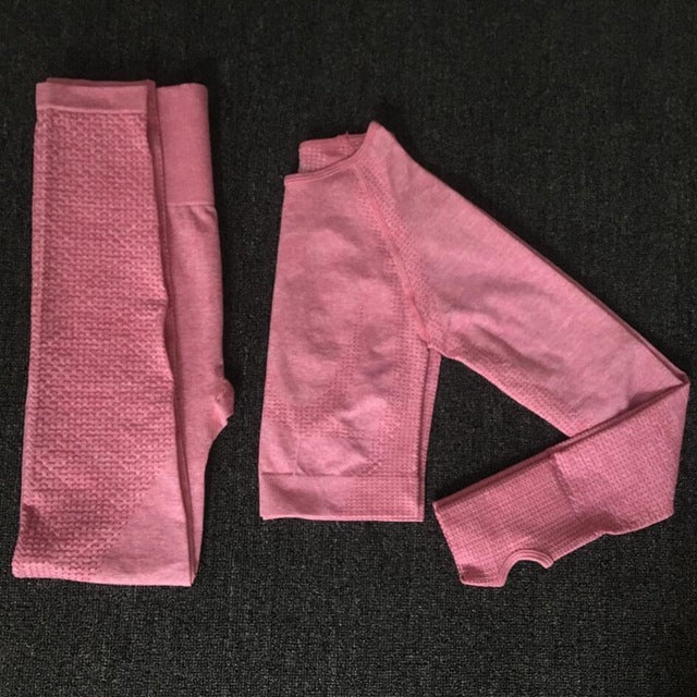2020 Women Seamless yoga set Fitness Sports Suits GYM Cloth Yoga Long Sleeve Shirts High Waist Running Leggings Workout clothing