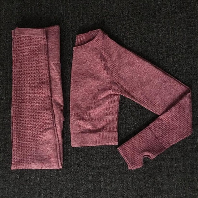 2020 Women Seamless yoga set Fitness Sports Suits GYM Cloth Yoga Long Sleeve Shirts High Waist Running Leggings Workout clothing