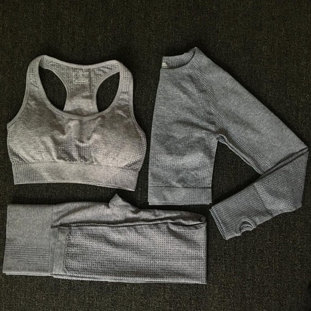 2020 Women Seamless yoga set Fitness Sports Suits GYM Cloth Yoga Long Sleeve Shirts High Waist Running Leggings Workout clothing