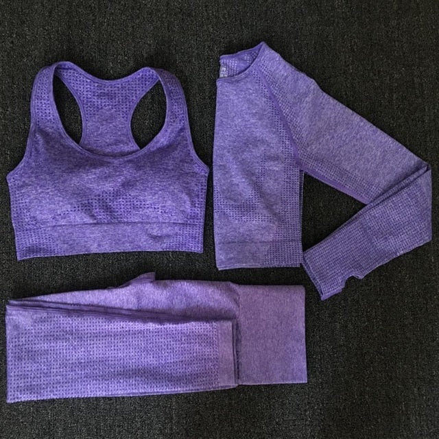 2020 Women Seamless yoga set Fitness Sports Suits GYM Cloth Yoga Long Sleeve Shirts High Waist Running Leggings Workout clothing
