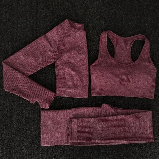 2020 Women Seamless yoga set Fitness Sports Suits GYM Cloth Yoga Long Sleeve Shirts High Waist Running Leggings Workout clothing