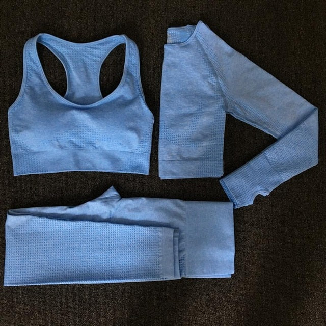 2020 Women Seamless yoga set Fitness Sports Suits GYM Cloth Yoga Long Sleeve Shirts High Waist Running Leggings Workout clothing