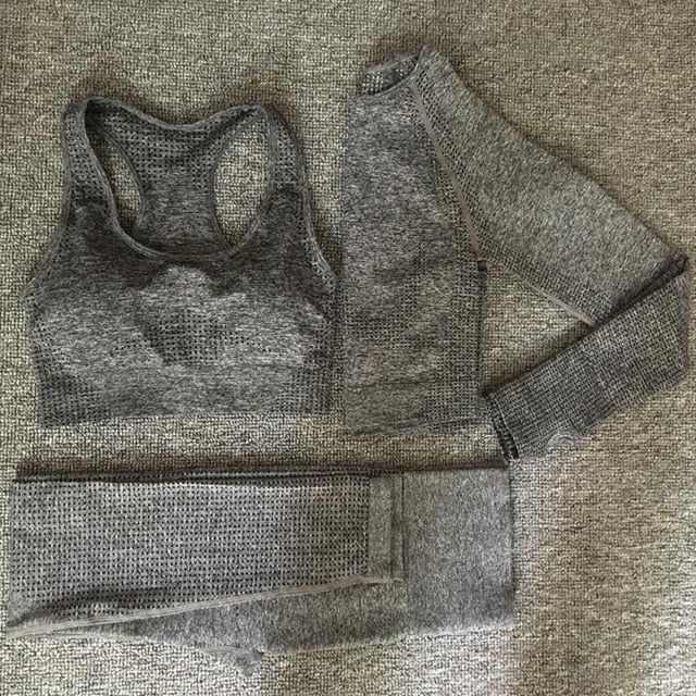 2020 Women Seamless yoga set Fitness Sports Suits GYM Cloth Yoga Long Sleeve Shirts High Waist Running Leggings Workout clothing