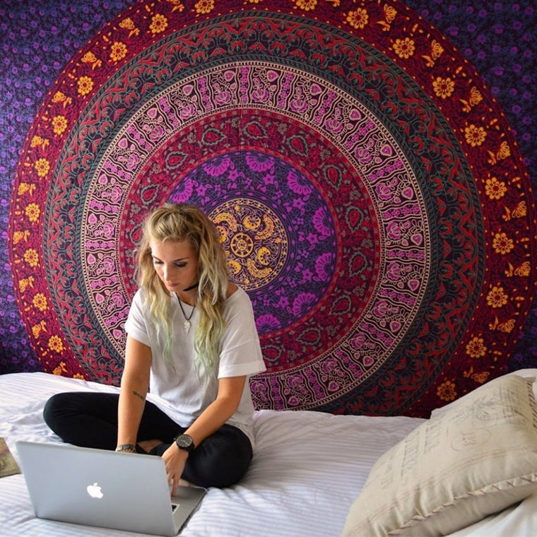 Enipate Large Mandala Indian Tapestry Wall Hanging Bohemian Beach Towel Polyester Thin Blanket Yoga Shawl Mat 180x146cm Blanket
