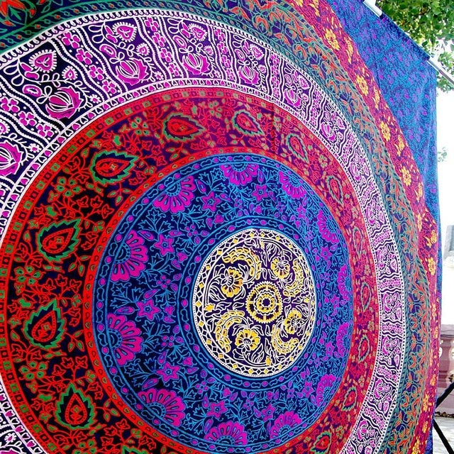 Enipate Large Mandala Indian Tapestry Wall Hanging Bohemian Beach Towel Polyester Thin Blanket Yoga Shawl Mat 180x146cm Blanket