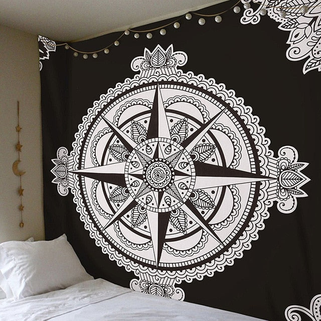 Large 200x150cm Mandala Indian Tapestry Wall Hanging Bohemian Beach Mat Polyester Blanket Yoga Mat Home Bedroom Art Carpet