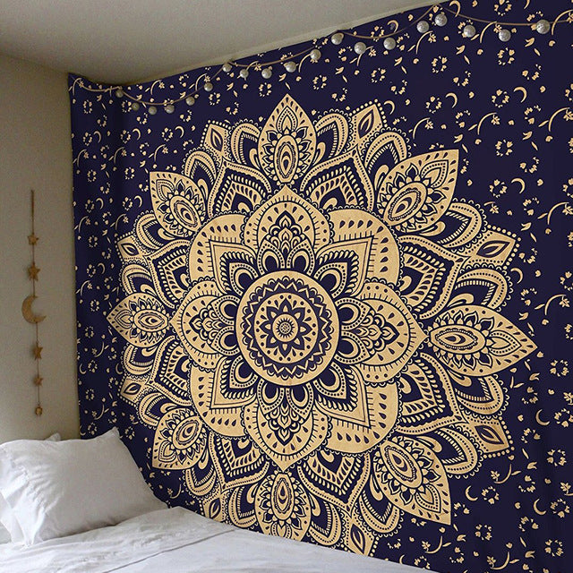 Large 200x150cm Mandala Indian Tapestry Wall Hanging Bohemian Beach Mat Polyester Blanket Yoga Mat Home Bedroom Art Carpet