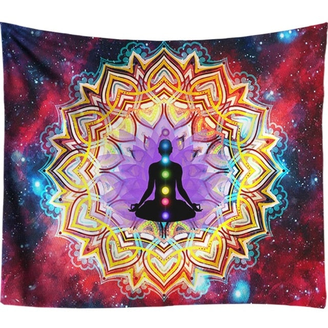 3D Chakra Tapestry Ombre Galaxy Psychedelic Tapestry Boho Decor Mandala Tapestry Wall Hanging Hippie Tapestries Yoga Mat Cool