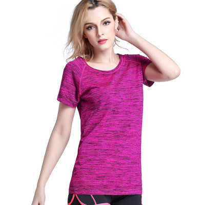 BLESSKISS Yoga Shirt Sport Running Quick Dry Tank Elastic Fitting Tshirt Fitness Women GYM Top Clothing Workout T Shirt Wear