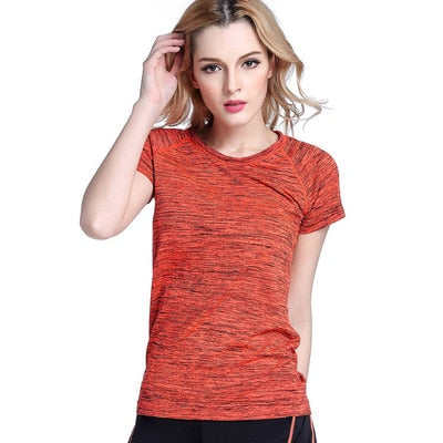 BLESSKISS Yoga Shirt Sport Running Quick Dry Tank Elastic Fitting Tshirt Fitness Women GYM Top Clothing Workout T Shirt Wear